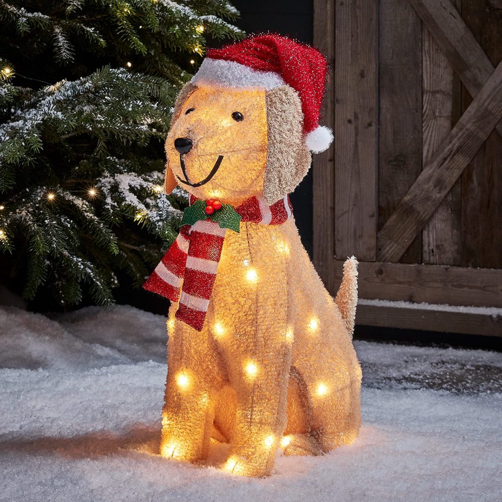 Lighs4fun Outdoor Christmas Light Up Labrador Dog Figure Garden Decoration with 50 Warm White LEDs & Timer 72cm