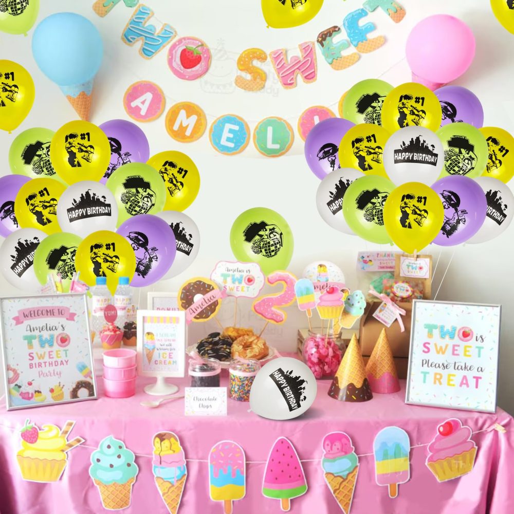 Fortnit Birthday Decorations,48pcs Fortnit Balloons,Gaming Party Decorations,Fortnit Latex Birthday Party Balloons for Kids Birthday Baby Shower Fortnit Theme Party Supplies - Image 2