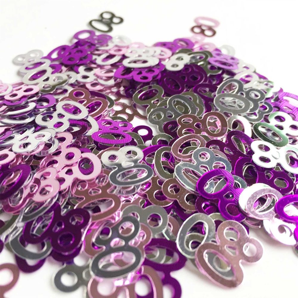 28g Pink & Silver 80th Birthday Confetti Foil Metallic Glitz Table Scatter Sprinkles Age Bday Party Decorations - Image 2