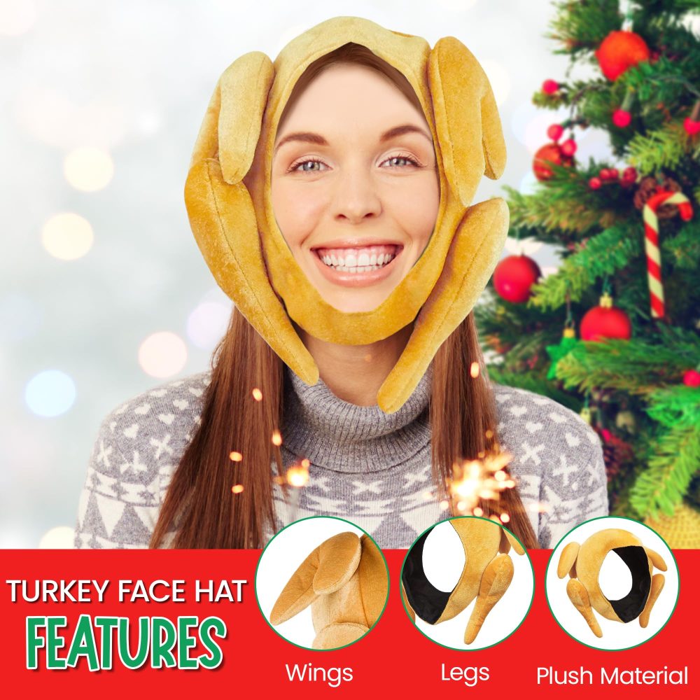Novelty Turkey Hat Funny Christmas Hats - Turkey Face Funny Christmas Fancy Dress Turkey Costume Novelty Christmas Party Hats for Adults Chicken Hat Christmas Hats Adult Novelty Christmas Gifts - Image 6
