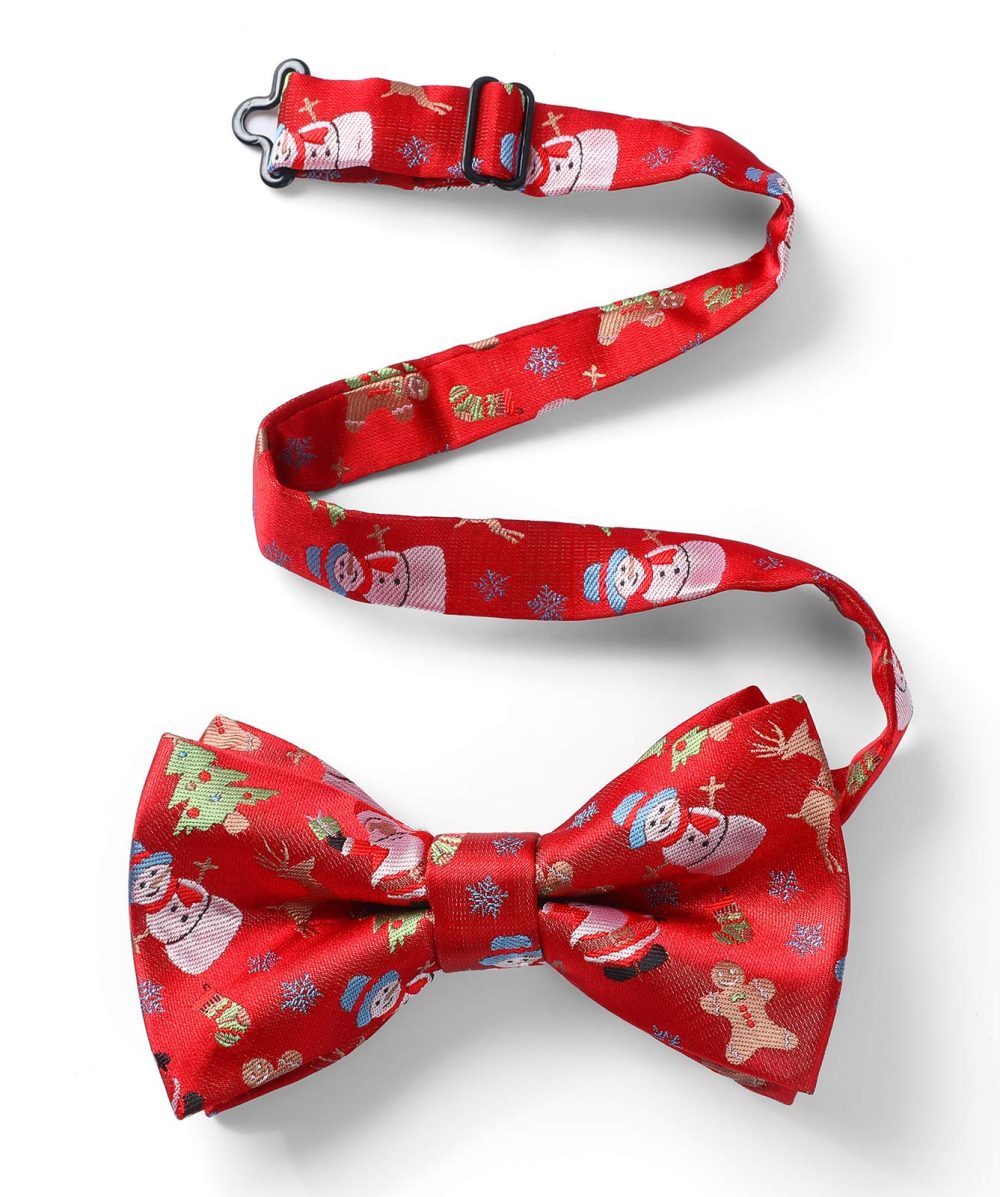 HISDERN Men's Christmas Bow Tie Red Bow Tie for Men with Snowman Xmas Mens Pre Tied Bow Tie and Pocket Square Set for Christmas Party… - Image 6