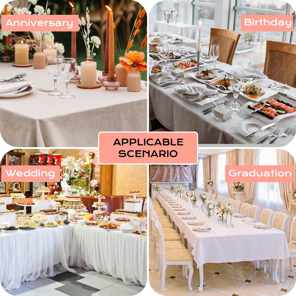 CHEPULA Disposable Tablecloths, [4 Pack] Table Cloth Plastic Waterproof, Rose Gold Dot Rectangular Table Cover for Parties Picnic Birthday, 137x274cm, White & Rose Gold - Image 2