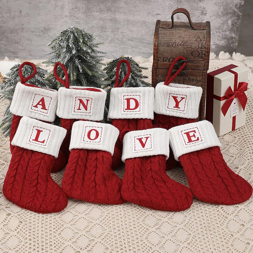 HOME'S FRIEND Monogram Christmas Stockings with Letters, Alphabet Decorations Stockings, Classic Personalized Stocking Decorations for Christmas Holiday Xmas Gift (A) - Image 4