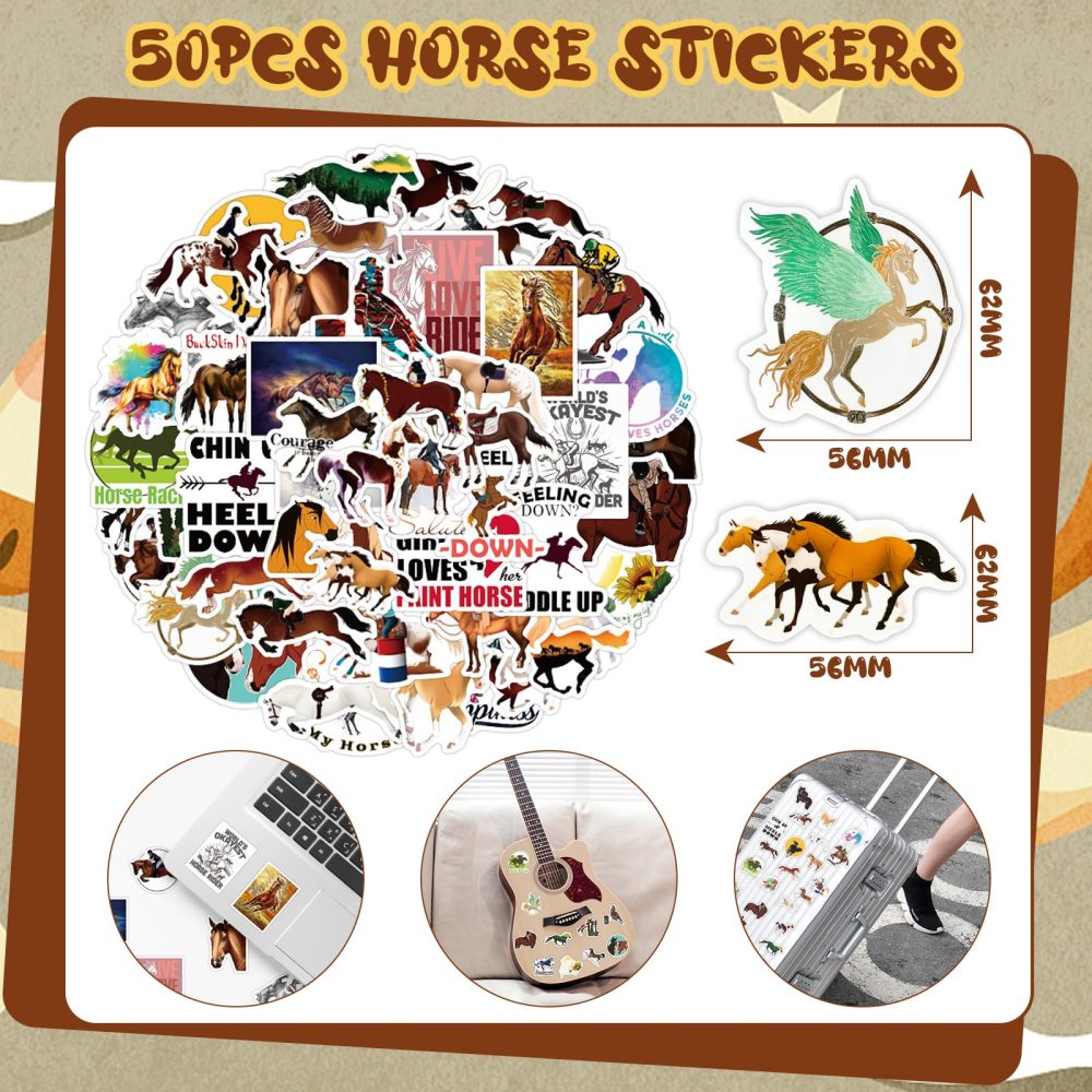 Moltby 110Pcs Horse Party Favors Supplies - Horse Birthday Party Supplies Include Mini Horse Toys Temporary Tattoos Silicone Bracelet DIY Stickers Gift Bags for Cowboy Cowgirl - Image 3
