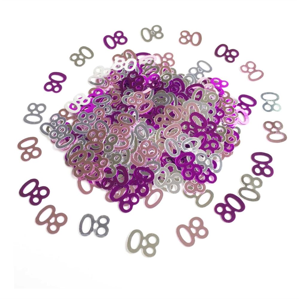 28g Pink & Silver 80th Birthday Confetti Foil Metallic Glitz Table Scatter Sprinkles Age Bday Party Decorations - Image 4