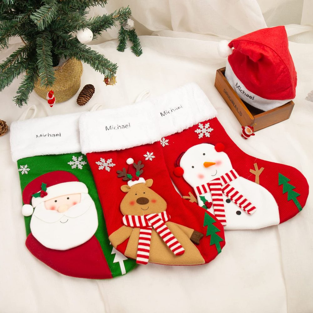 Bycuss Personalized Christmas Stockings,Custom Name Letter Xmas Stockings，Christmas Tree Hangings Bag Fireplace Hanging Stockings，Small Classic Christmas Stockings Party Decoration - Image 7