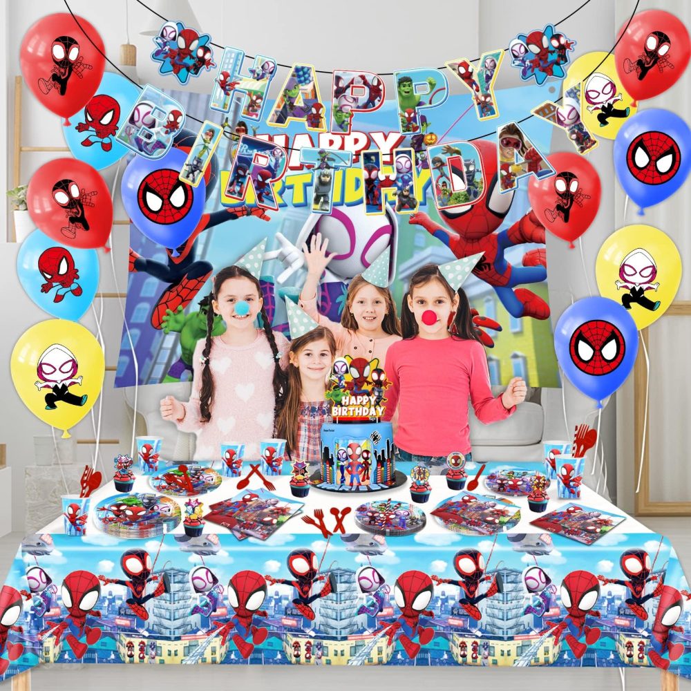 POPOYU 2Pcs Spidey Party Tablecloth,Spidey Amazing Friends Party Table Cloth for Kids,108x180cm Plastic Spider Table Cover Party Table Decorations for Kids Boys Birthday Superhero Party Supplies - Image 3