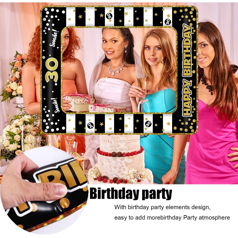 30th Birthday Photo Booth Props,Black Gold Inflatable Selfie Frame Picture Frame,Giant Inflatable Party Photo Booth Frame for 30th Birthday Party Decorations Supplies Men Women Favor Gift - Image 4