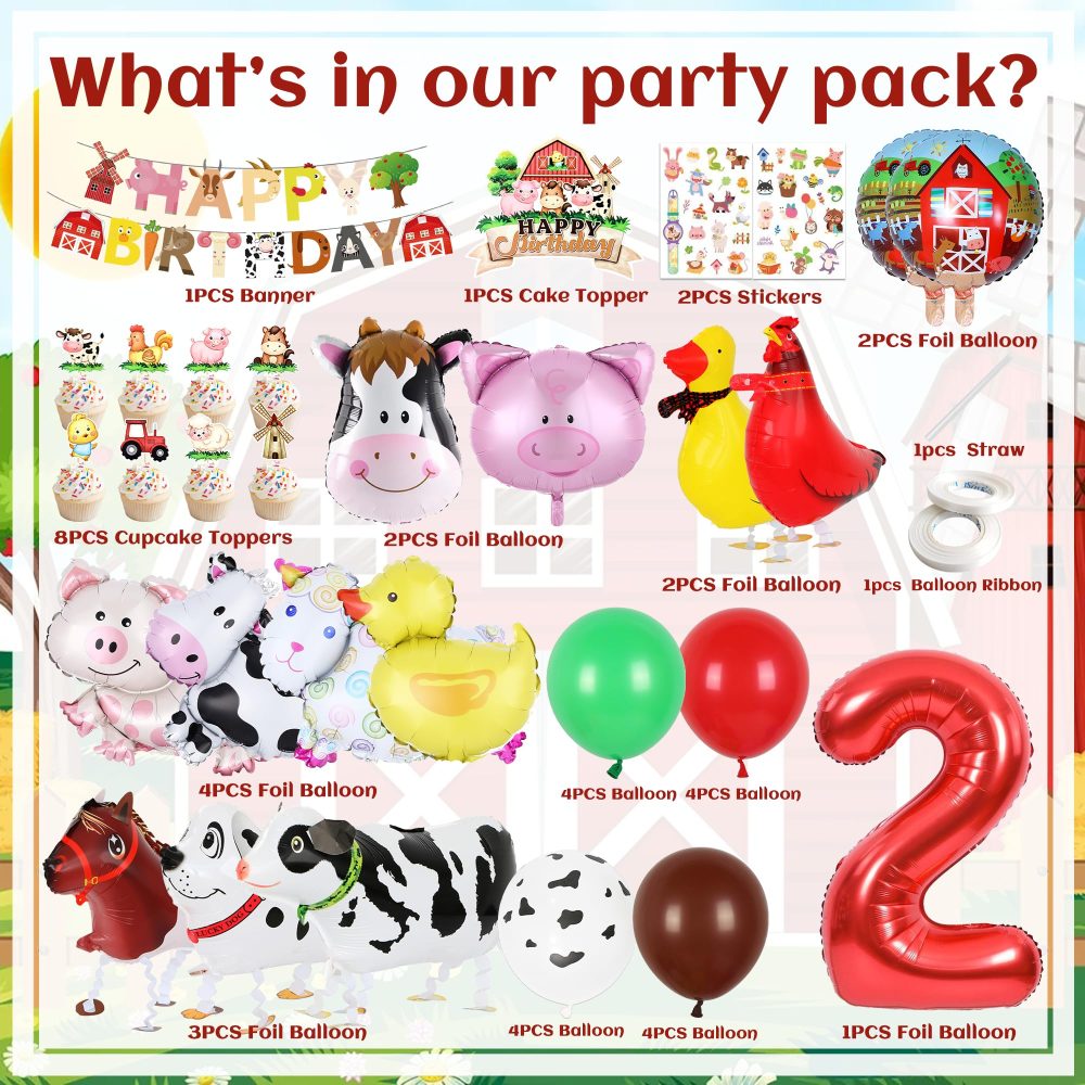 Farm Party Decorations Walking Animals - Animal Birthday Supplies Walking Animals Balloon Cake Toppers Cupcake Toppers Birthday Banner for Farm Themed Birthday Decoration - Image 7