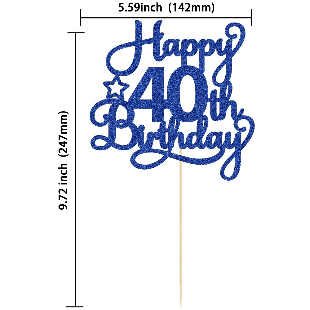1 Pack Happy 40th Birthday Cake Topper Blue Glitter 40 & Fabulous Cheers to 40 Years Old 40th Birthday Cake Pick for Celebrating 40th Birthday Anniversary Party Cake Decorations Supplies - Image 7