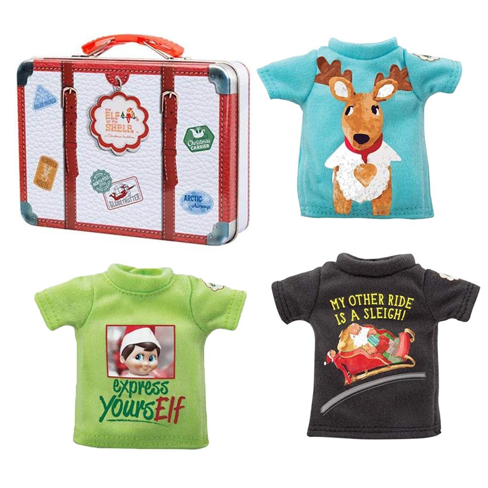 Elf on the Shelf Tee Multipack: Express Yourself, Cute Elf on the Shelf Clothes, Elf on Shelf Outfit Set with Sleigh Ride, Reindeer, Express yoursELF Graphics, Ideal for Parents Seeking Elf Ideas