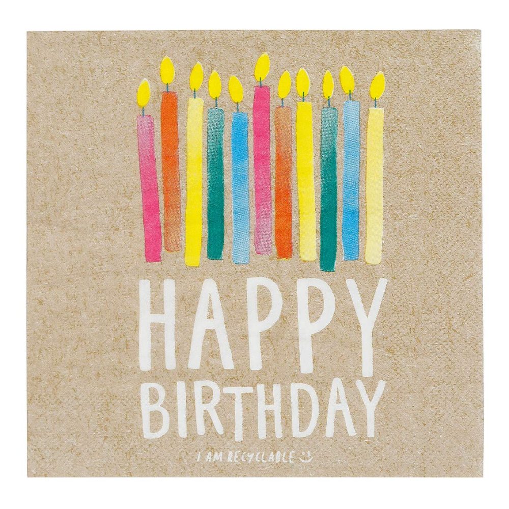 Talking Tables Pack of 20 - Size 33cm ECO Party Paper Zero Plastic on Product or Packaging Perfect Disposable Biodegradable Partyware for All Ages and Unisex, Kraft Recyclable Birthday Napkins