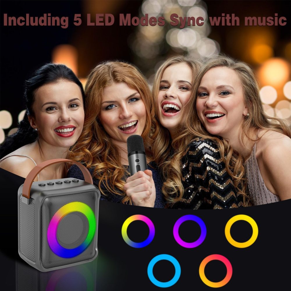 Ankuka Karaoke Toys for Kids & Adults with 2 Microphones, Portable Karaoke Machine with LED Light and Voice Changing Effects, Gifts for Age 3-18 Kids Boys Girls Families Birthday Party (Silver) - Image 6