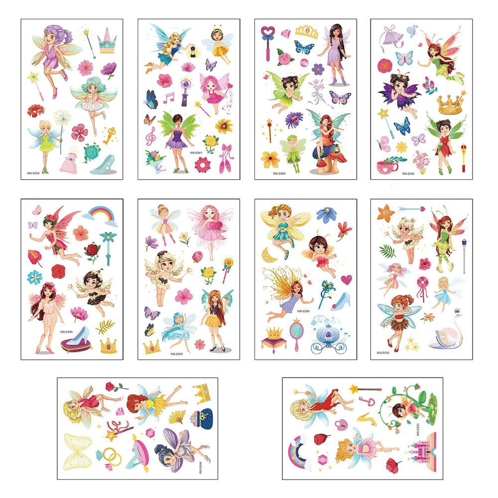 10 Sheets Glitter Fairy Temporary Tattoos for Kids - Girls’ Party Goody Bag Fillers & School Rewards (Fairy) - Image 5