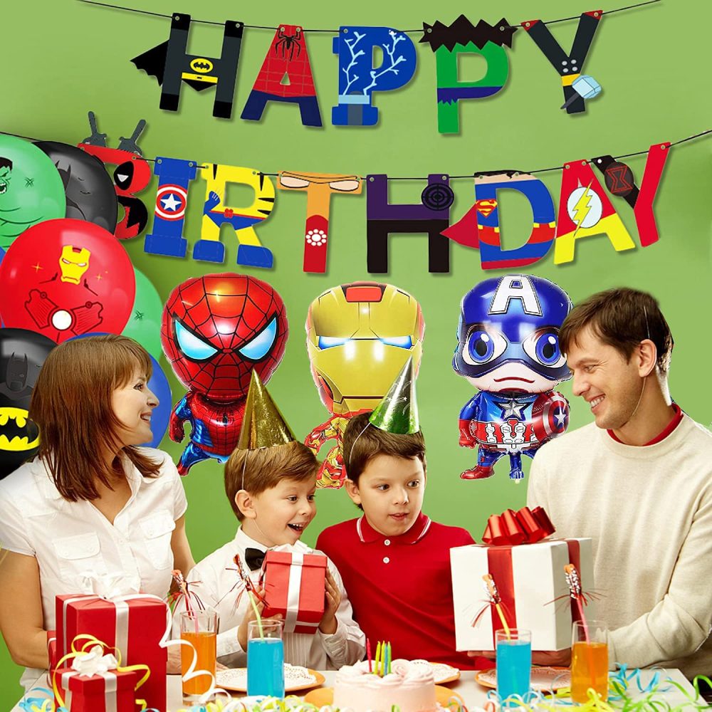 Superhero Birthday Party Decorations Birthday Party Decorations Happy Birthday Banner Super hero Foil Balloons for Kid's Superhero Themem Party Decor Supplies - Image 5