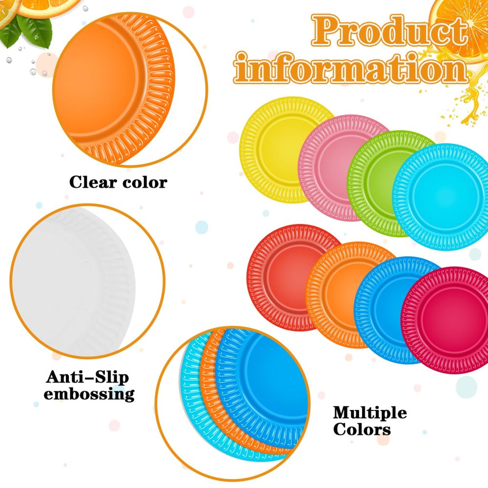 Opopark 40 Pack Colorful Paper Plates,6in Round Party Tableware Plates Disposable Paper Dinner Plates Birthday Party Supplies for Kids Birthday Party Barbecue Wedding - Image 7