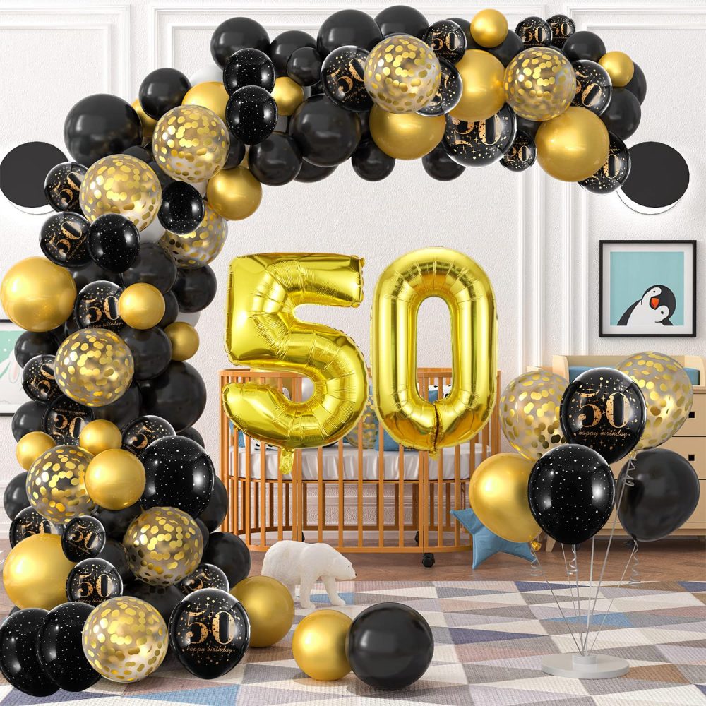 50th Birthday Balloons,Gold Number 50 Balloon and 20pcs 12" Multicoloured Numbers Printed Latex Age Balloons,Birthday Balloons for Women Men Birthday Decorations,50th Anniversary Party Supplies - Image 6