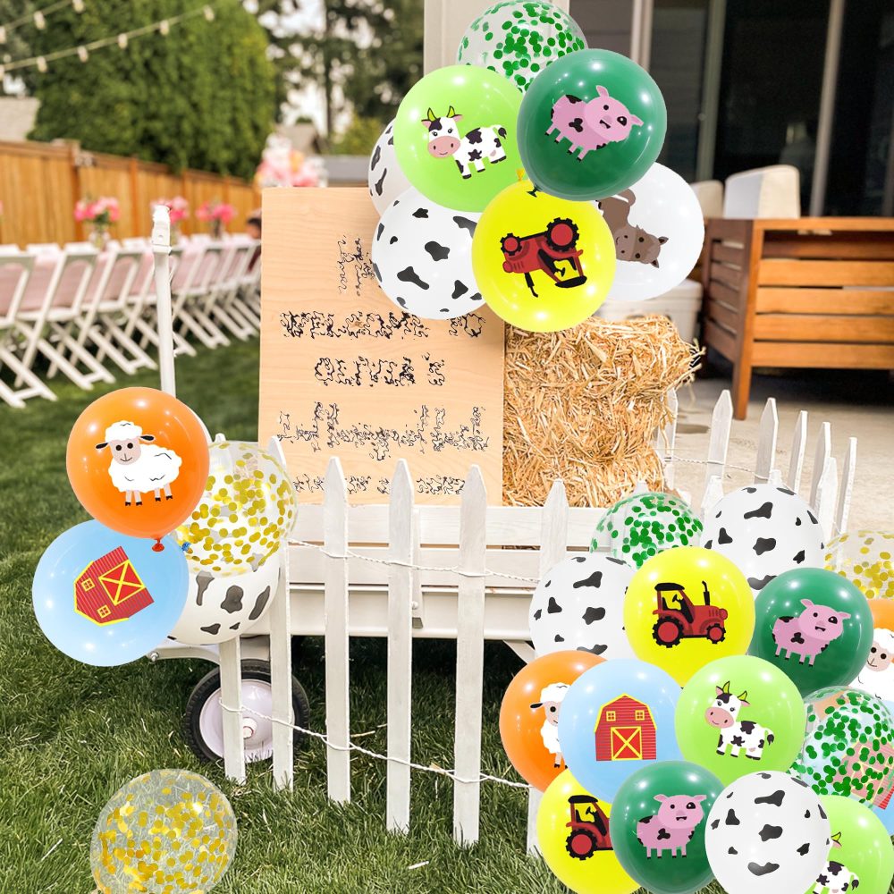 Farm Party Decorations Animal Balloons, 48pieces Farm Balloons Animal Themed Birthday Latex Balloons Cow Sheep House Pig Donkey Balloons for Kids Farm Birthday Party Supplies - Image 4