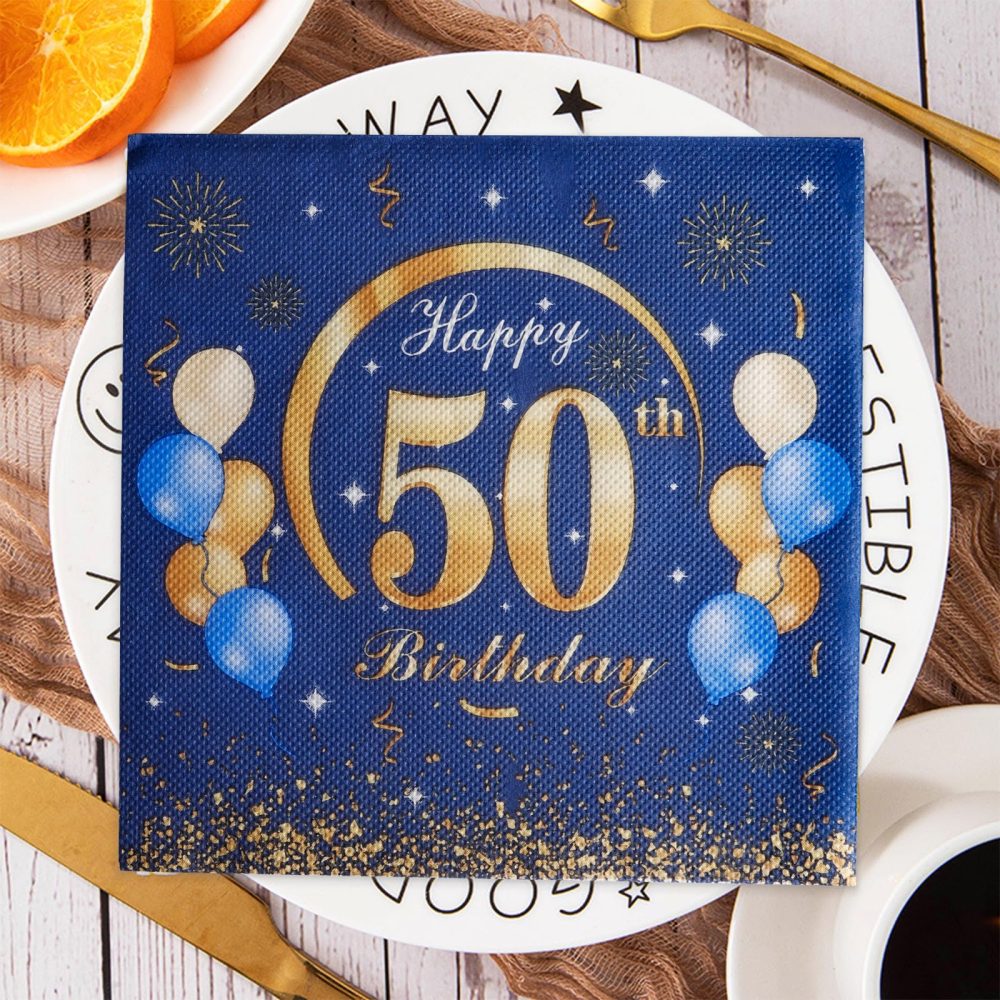 Yiran Happy 30th Birthday Navy Blue Gold Napkins, 20pcs Party Napkins, 30th Birthday Napkins Happy 30th Birthday Decorations Paper Tissues for Men,Women 30th Birthday Party Supplies Table Decoration - Image 5