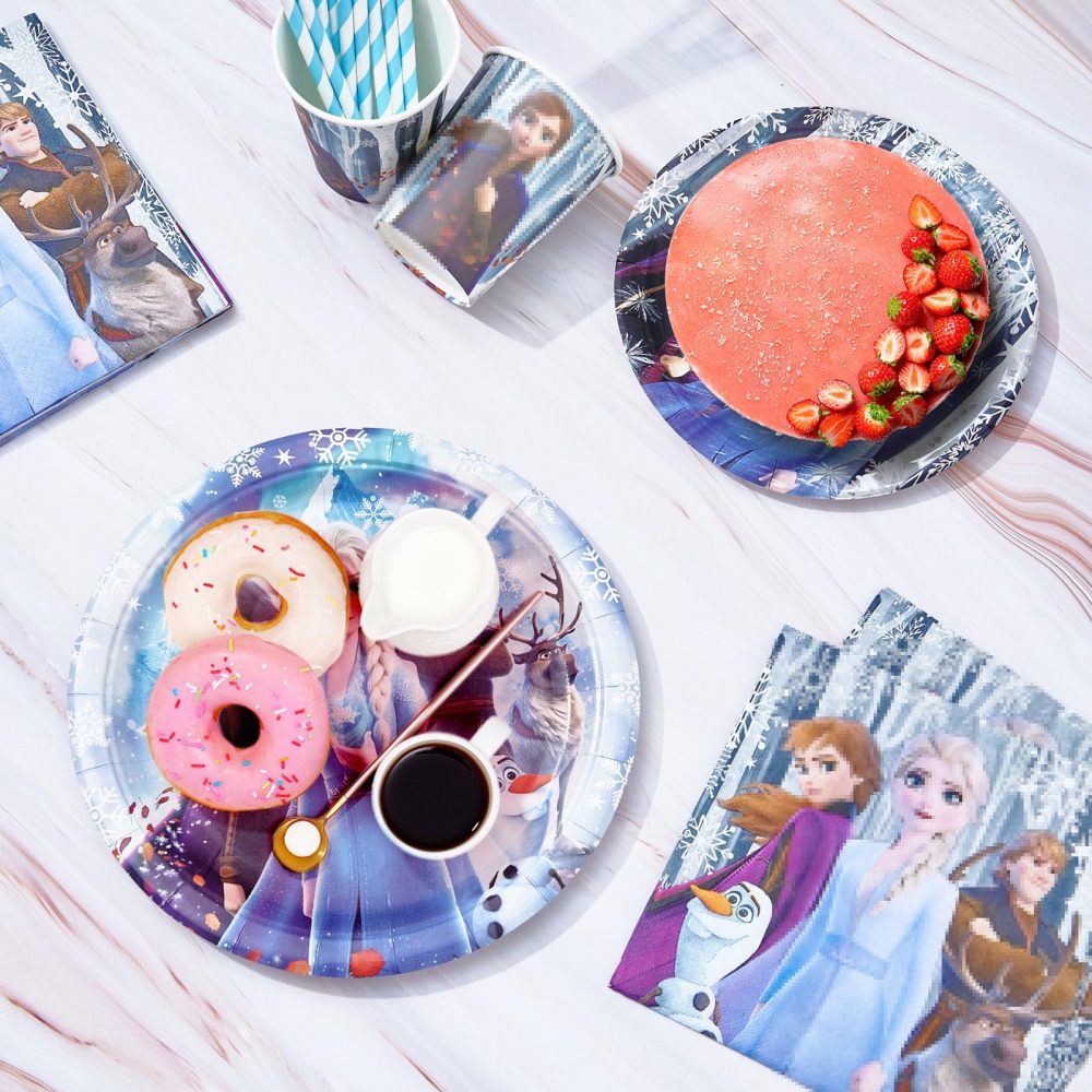 94 Pieces Froze Birthday Decorations, Party Decorations with Plates Cups and Napkins Balloon Banner, Party Tableware Party Supplies for 10 Guests - Image 3