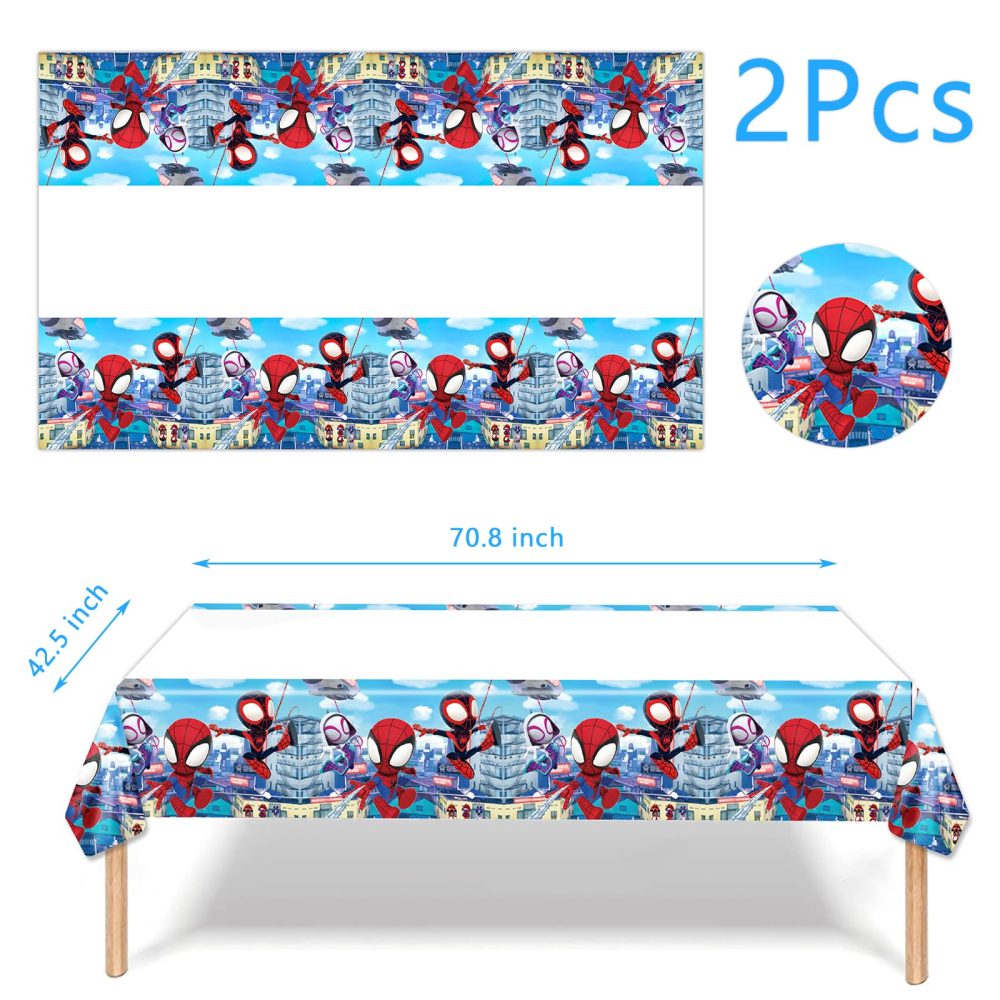 POPOYU 2Pcs Spidey Party Tablecloth,Spidey Amazing Friends Party Table Cloth for Kids,108x180cm Plastic Spider Table Cover Party Table Decorations for Kids Boys Birthday Superhero Party Supplies - Image 6