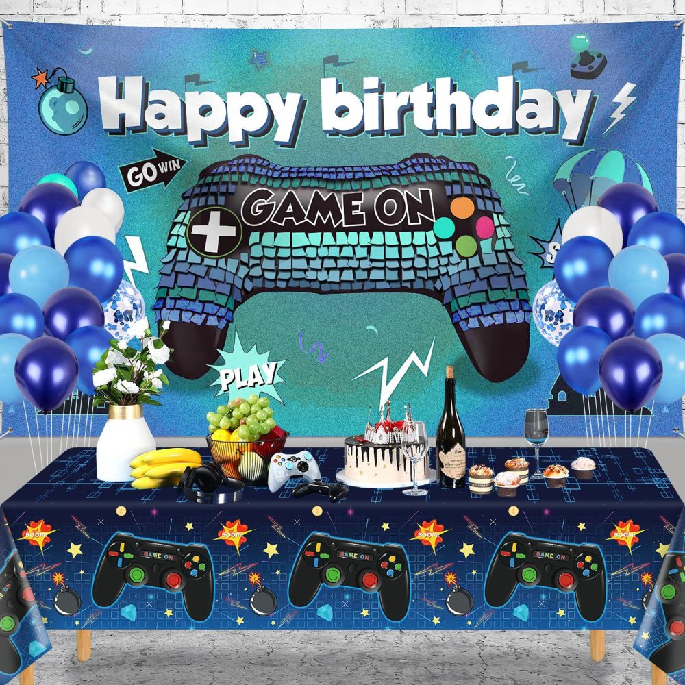 4 Pack Video Game Tablecloth Video Game Birthday Decoration Gaming Birthday Party Supplies 86” x 51” Rectangle Plastic Game party Table Cover for Kids Boys Girls Video Game Party Decorations Favors - Image 5
