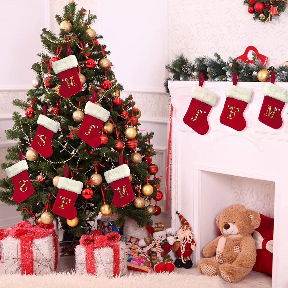 20 Inches Christmas Stocking, Personalised Christmas Stockings with Letters, Super Soft Initial Christmas Stocking Large Monogram Xmas Stockings Red Names Stockings Gift for Christmas Holiday Xmas (A) - Image 2