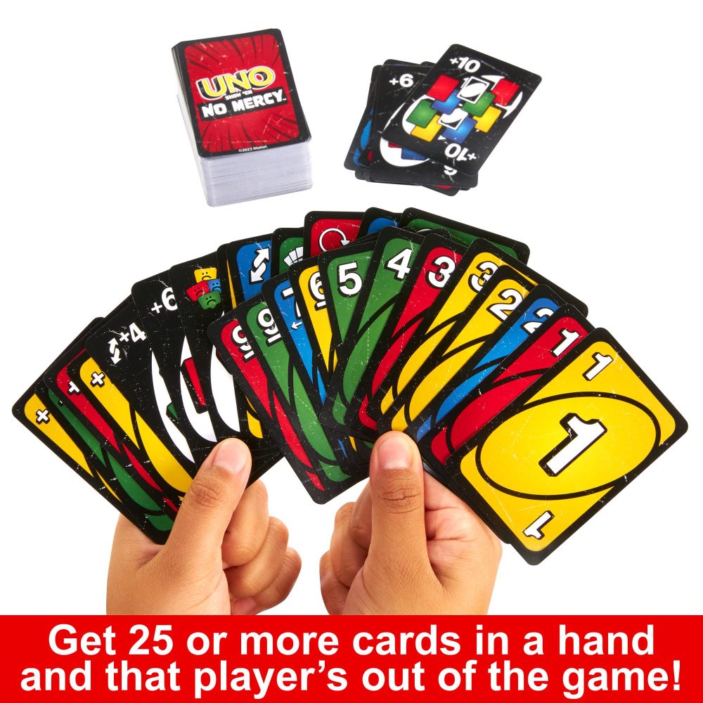 Mattel Games UNO Show ?em No Mercy Card Game for Kids, Adults & Family Parties and Travel With Extra Cards, Special Rules and Tougher Penalties., HWV18 - Image 4
