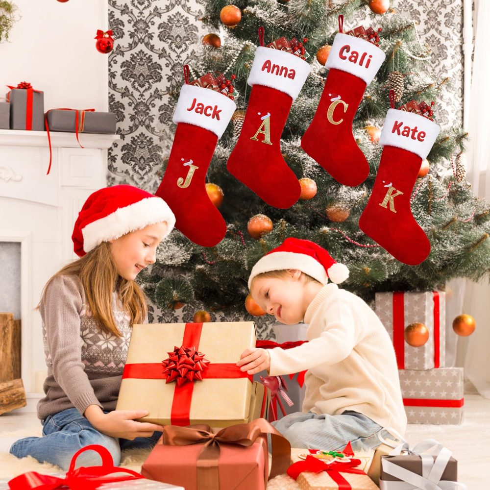 DPDP Large Initial Christmas Stocking-1 Pack 20 Inches Personalised Christmas Stockings, Soft Embroidered Christmas Stockings with Names - Image 7