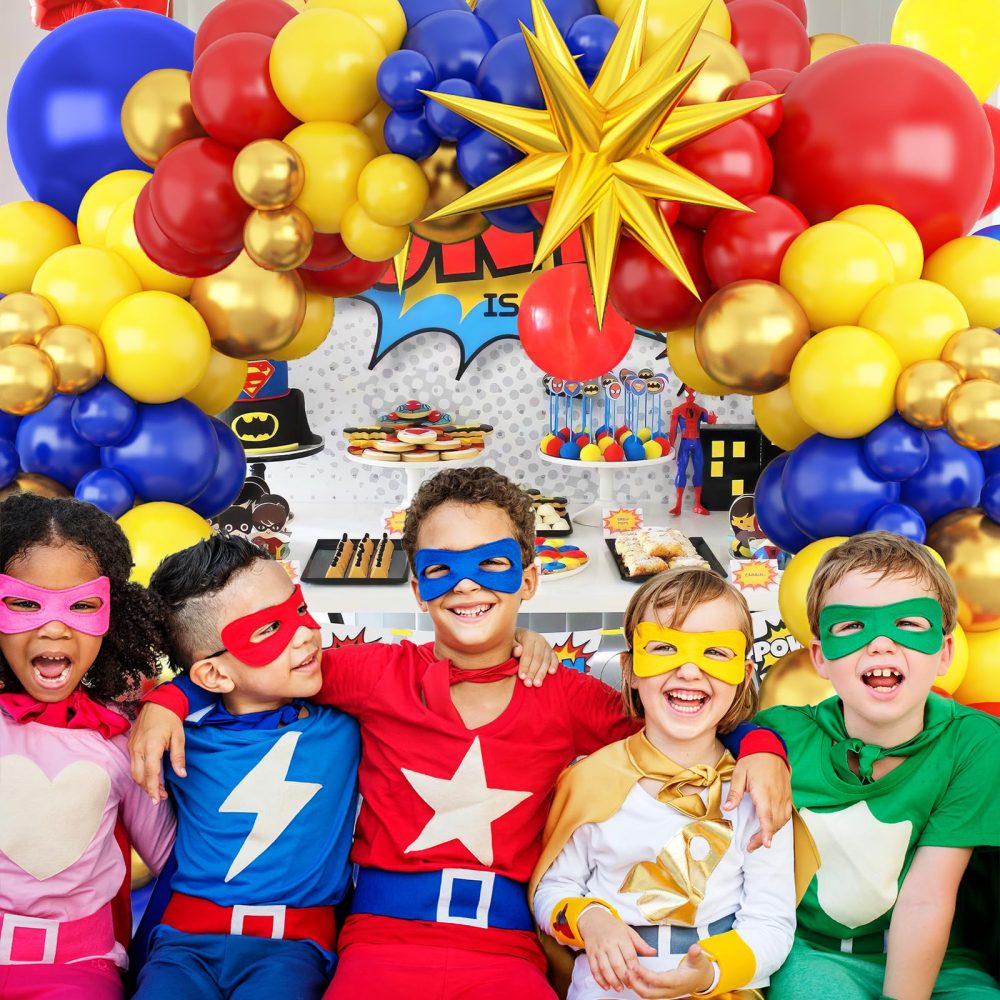 Red Yellow Blue Balloons Garland Kit, Carnival Circus Balloon Arch with Blue Red Yellow Metallic Gold Balloons for Baby Shower Birthday, Gender Reveal Carnival, Superhero, Video Game Themed Party - Image 4
