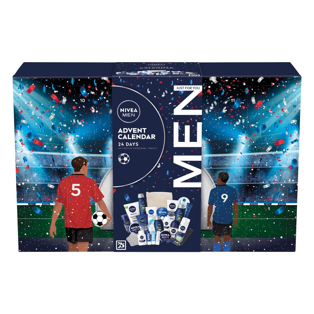 NIVEA MEN Advent Calendar 2024 Gift Set (24 Pieces), Men Gift Set Includes Men's Moisturiser, Face Wash, Shower Gel, Post Shave Balm, Lip Balms, Anti-perspirants and More
