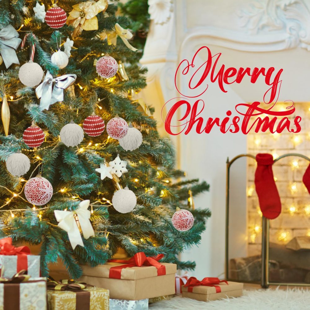 Christmas baubles-16PCS 6cm Christmas ball,Red and white Christmas ornament,for Christmas tree decorations - Image 7