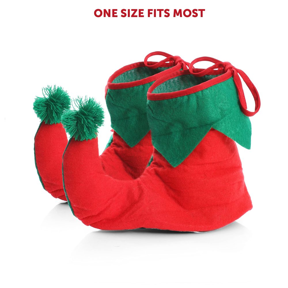 Adults Unisex Elf Costume - Adults Unisex Cheeky Elf Christmas Fancy Dress- Green Top + Red Trousers + Belt + Elf Hat With Ears + Deluxe Pom Pom Elf Shoes (Xx-Large | 22-24) - Image 2