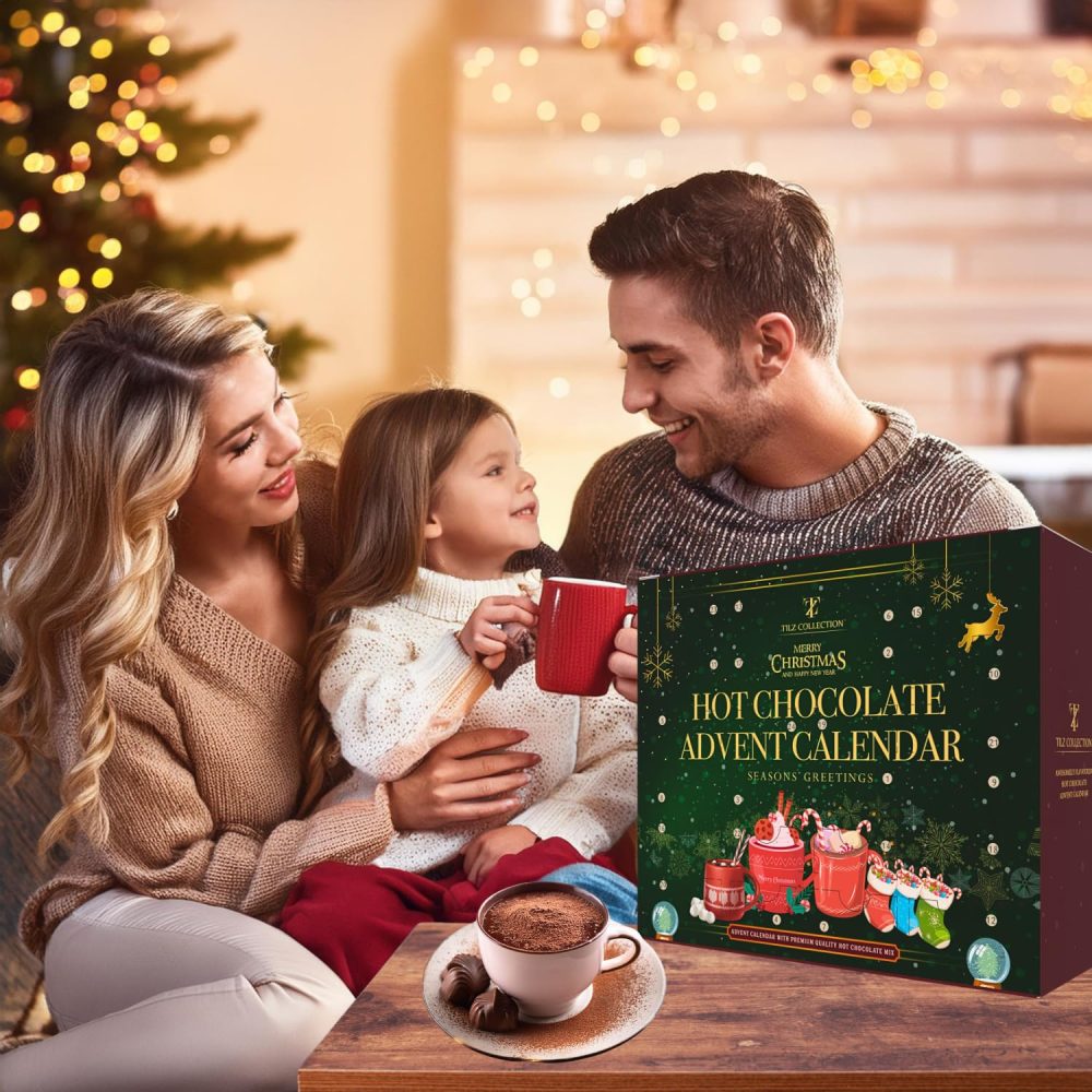 Hot Chocolate Advent Calendar 2024, Christmas | 24 Days Hot Chocolate Gift Set Selection With Mini Marshmallows For Hot Chocolate | Candy Canes | Chocolate Drops | 12 Flavours, Hot Chocolate Gift Sets - Image 3