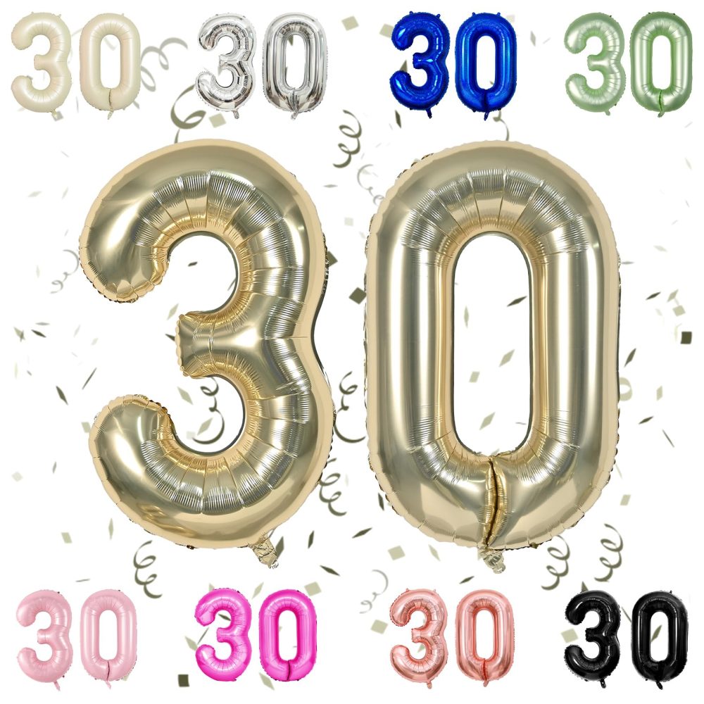 40 Inch Champage Gold 30 Number Balloons, Light Gold 3 & 0 Mylar Foil Large Balloons,30 Big Digit Number Balloon for men women 30th Birthday Anniversary Decorations Graduation Party Supplies