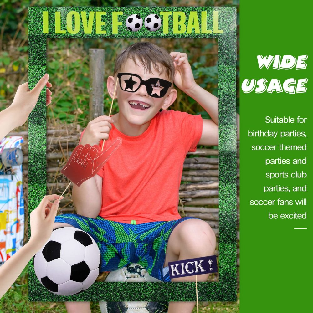 30 Pcs Soccer Themed Photo Booth Props Football Selfie Frame, Soccer Fans Birthday Party Decorations Football Party Supplies Accessories - Image 5