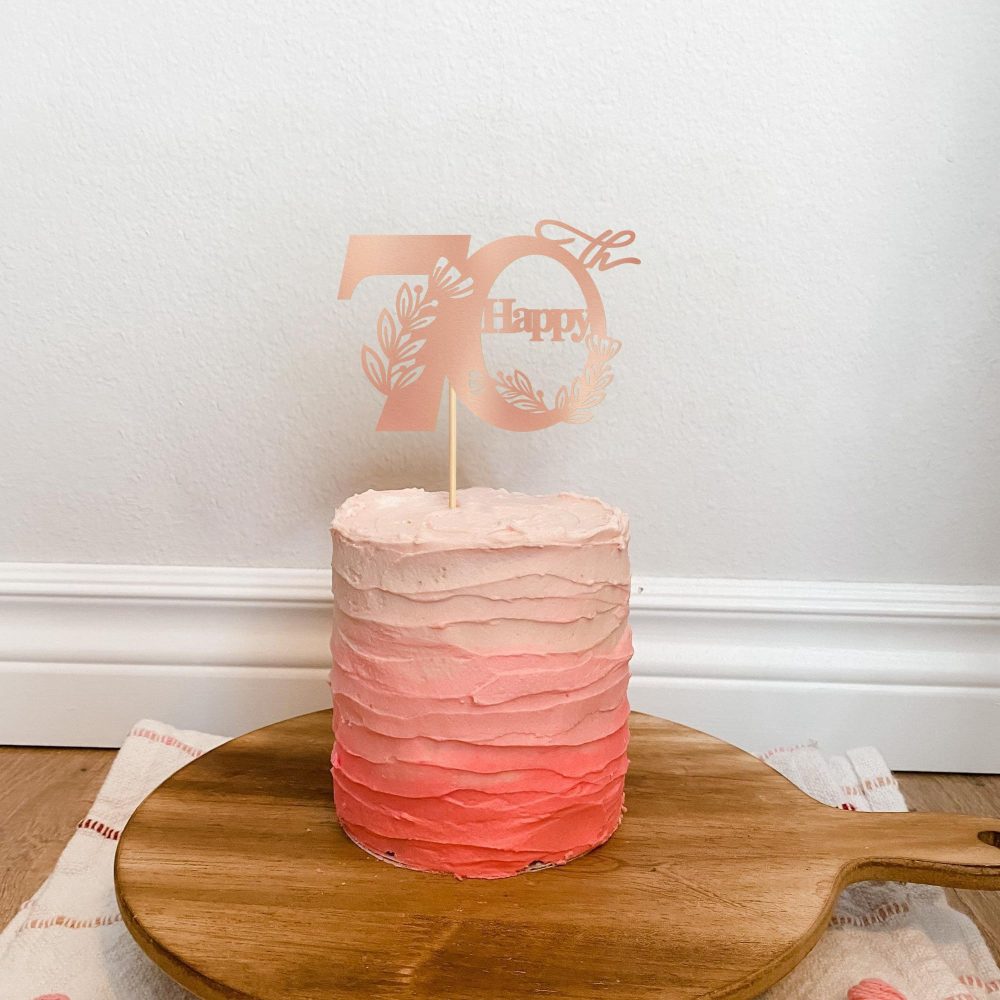 Blumomon 1Pcs 70th Happy Birthday Cake Topper Happy 70 Cake Topper Cheers to 70 Cake Decoration 70th Birthday Party Decoration 70th Anniversary Cake Decoration（Rose Gold） - Image 3