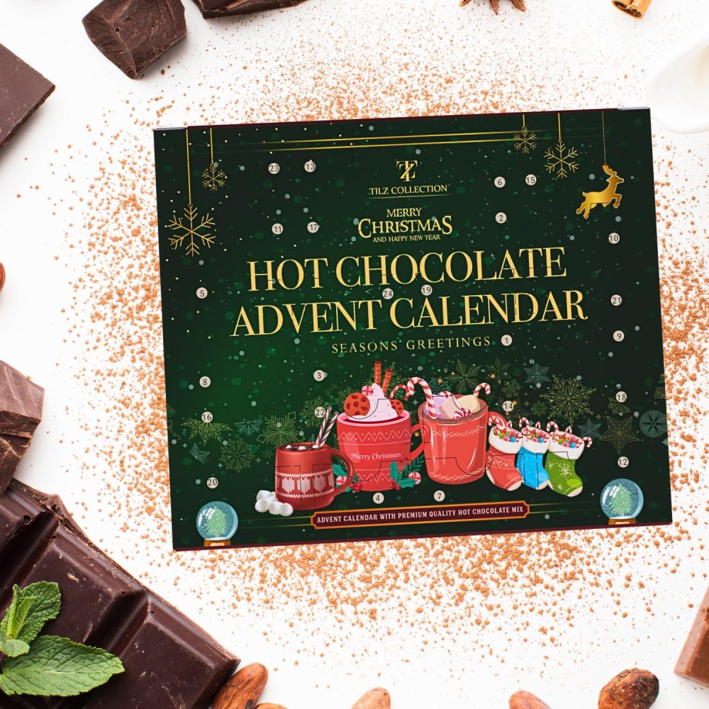 Hot Chocolate Advent Calendar 2024, Christmas | 24 Days Hot Chocolate Gift Set Selection With Mini Marshmallows For Hot Chocolate | Candy Canes | Chocolate Drops | 12 Flavours, Hot Chocolate Gift Sets - Image 4