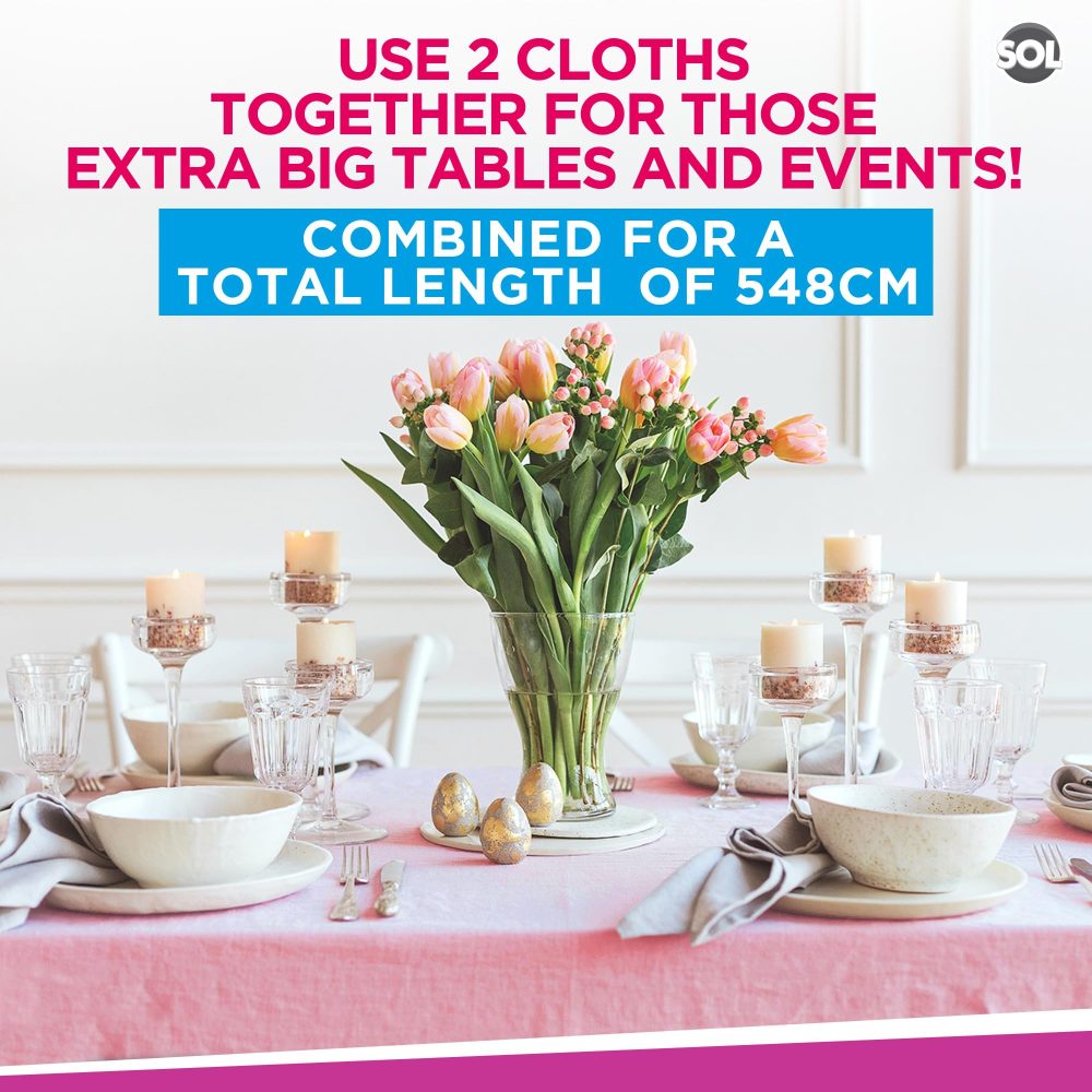 2pk Long Pink Table Cloth Party | 274 x 137cm | Plastic Table Cover Party Table Cloth Disposable Tablecloths for Parties | Plastic Tablecloth | Pink Disposable Tablecloth | Pink Plastic Table Cloth - Image 6