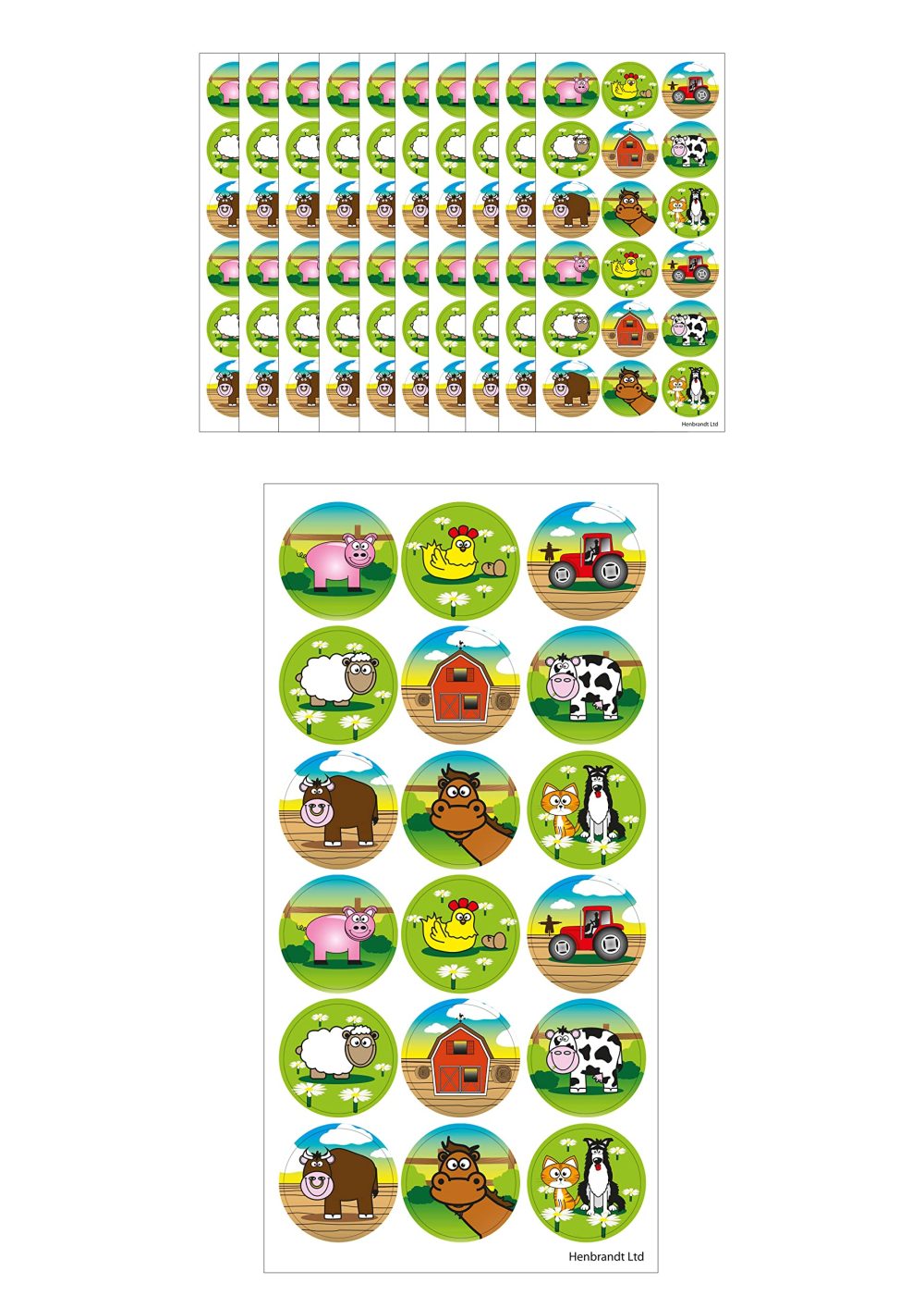 HENBRANDT Large Farm Animal Stickers 180 Assorted Animal Stickers Teachers School Reward Arts and Crafts for Kids Birthday Party Bag Favours Loot Bag Fillers Lucky Dip Favours for Boys and Girls