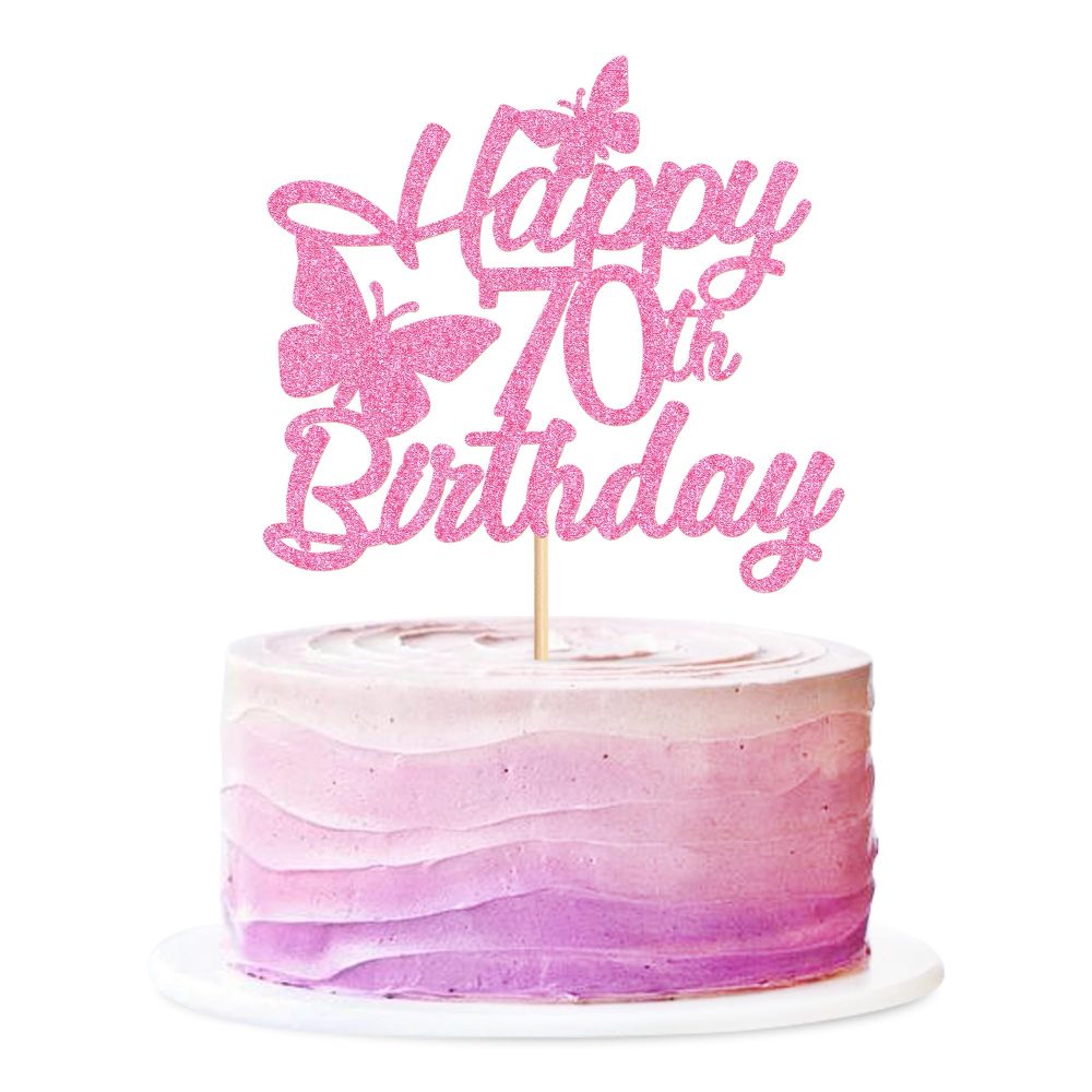 Blumomon 3 Pcs Pink Happy 70th Birthday Cake Toppers 70th Birthday Party Cake Topper 70 Cake Topper 70th Birthday Decorations for Girl Women 40th Birthday Party Supplies - Image 2