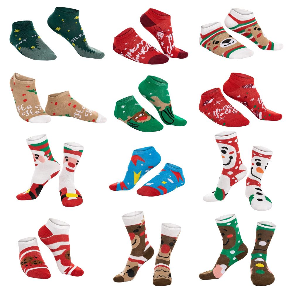 JOYIN 2024 Christmas Advent Calendar 12 Days of Christmas Warm Cotton Socks for Women Countdown Calendar Includes 8 Low Cut Socks and 4 Knee High Socks Gift for Holiday Christmas Party Favor Gifts - Image 7