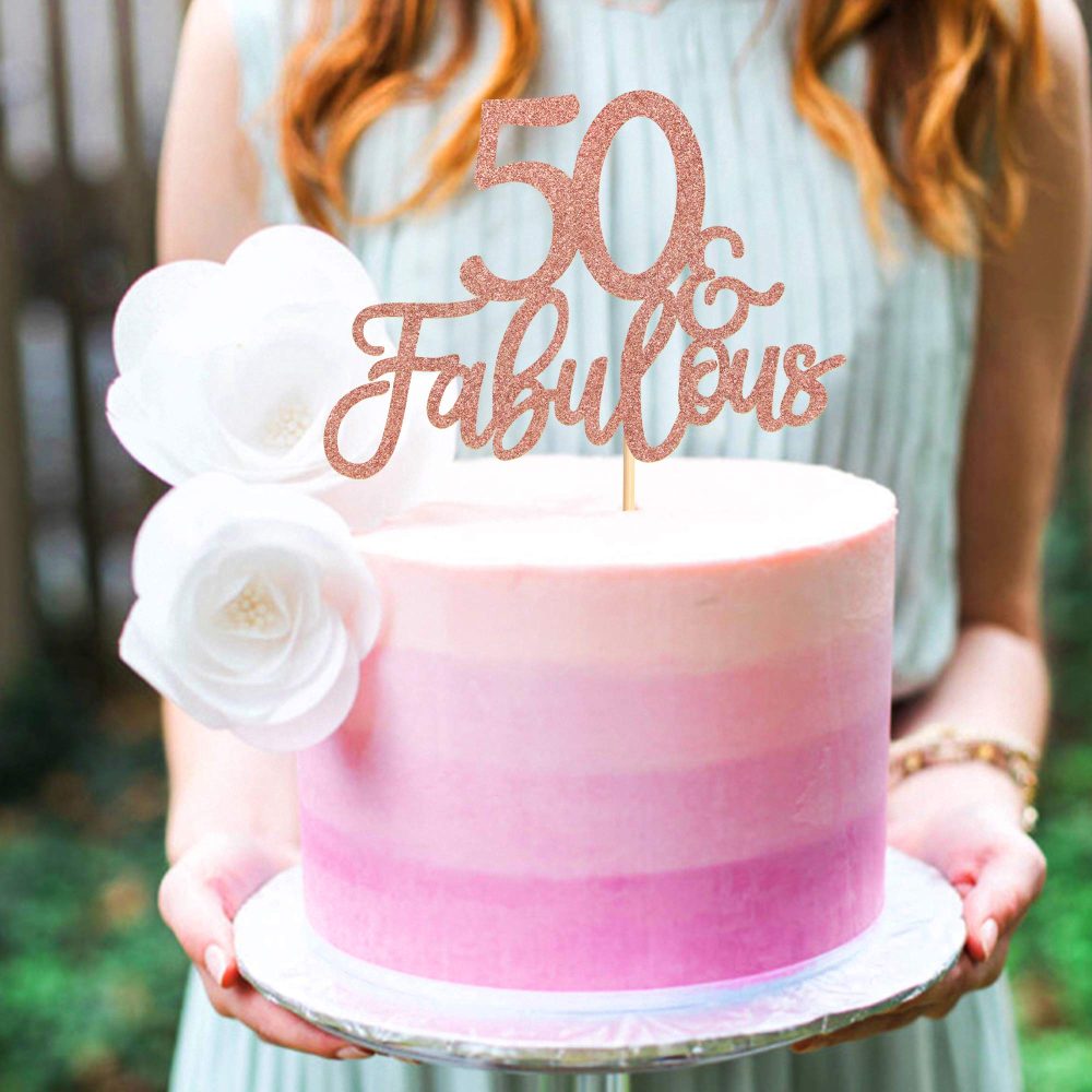 3Pcs 50 & Fabulous Cake Toppers 50 Birthday Anniversary Cake Toppers for 50 Birthday Anniversary Party Decorations Happy 50th Birthday Cake Decorations Supplies - Image 5