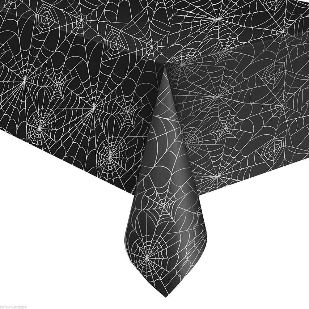 Hamonical 54x107 Inch Halloween Tablecloth, Black Rectangular Spider Web Table Cover, Spillproof Washable PVC Table Topper, Perfect for Halloween Decoration, Dinner Parties - Image 4