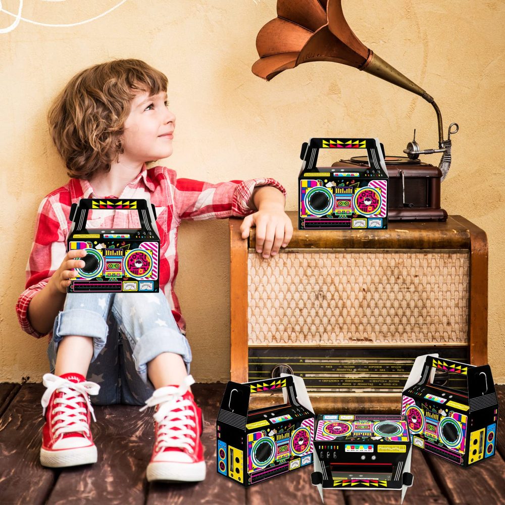 Zonon 24 Pcs 80s Party Favors Boxes 80s 90s Novelty Boom Box Party Decoration Gift Treat Goodie Candy for Party Favor Retro Radio Hip Hop Theme Table Centerpieces(New 80s) - Image 4