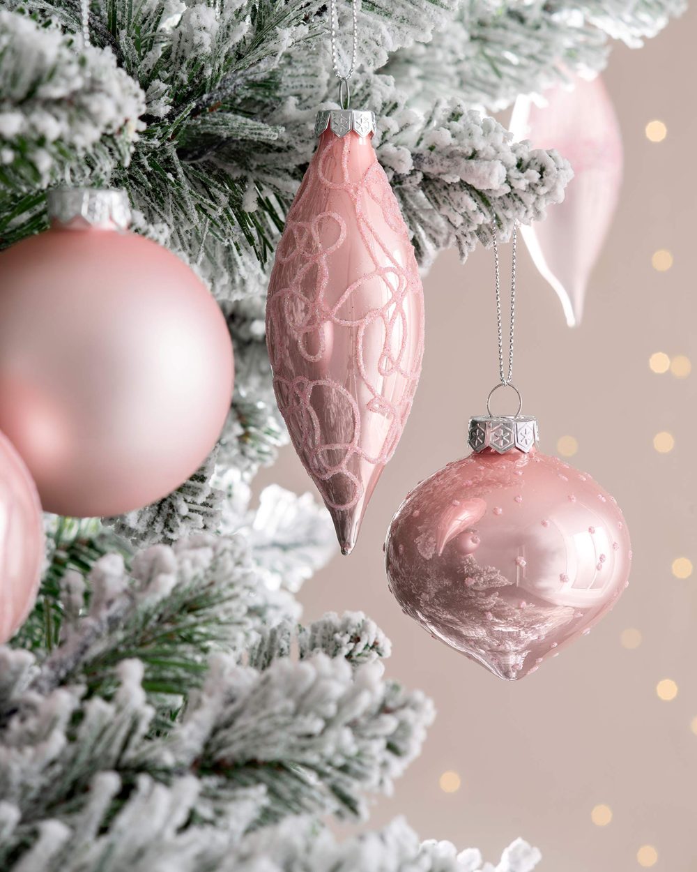 WeRChristmas Glass Christmas Tree Baubles, Baby Pink, Set of 20 - Image 3