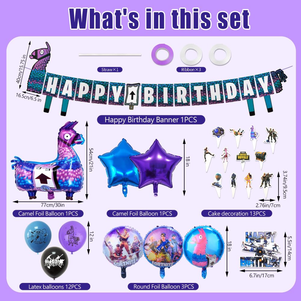VI2 32PCS Video Game Foil Balloons, Video Gaming Birthday Decoration, with Fort-nite Birthday Banner Cake Decorations Game Foil Balloons Video Game Themed, for Kids Gamers Lovers Party Party Supplies - Image 7