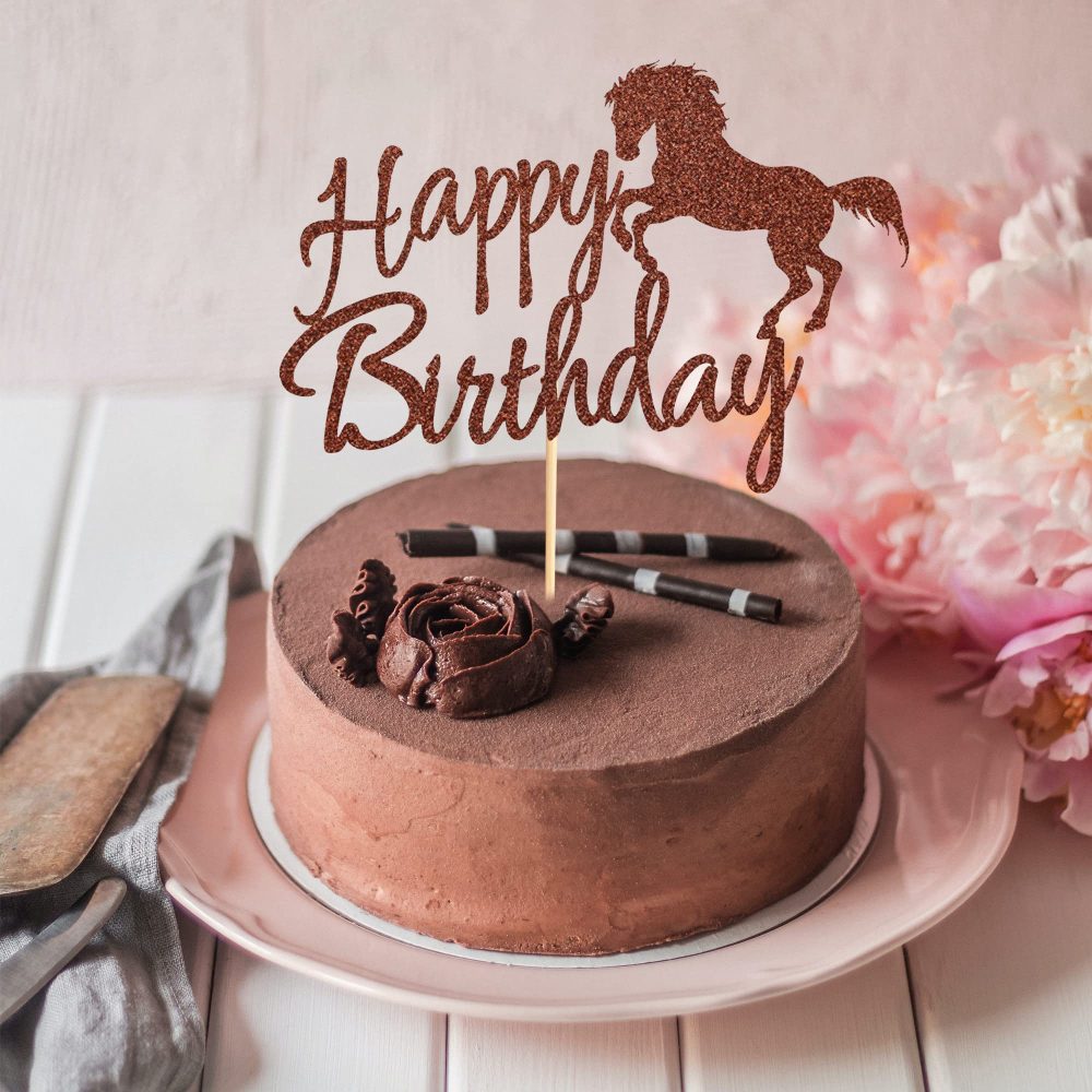 Arthsdite Horse Happy Birthday Cake Topper, Horse Racing Theme Birthday Party Decoration for Boys Girls Men Women, Kids Birthday Party Decoration Supplies - Image 4