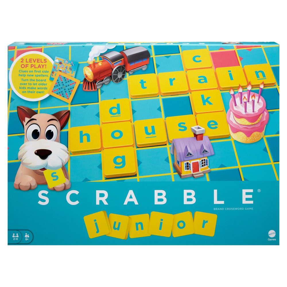 Mattel Games Scrabble Junior, Kids Crossword Board Game, English Version, Family Board Game for Kids, Word Game for Kids, 2 to 4 Players, Ages 6 to 10, English Version, Y9667