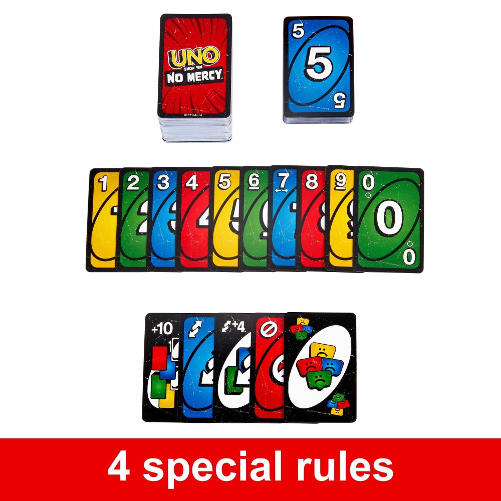 Mattel Games UNO Show ?em No Mercy Card Game for Kids, Adults & Family Parties and Travel With Extra Cards, Special Rules and Tougher Penalties., HWV18 - Image 7